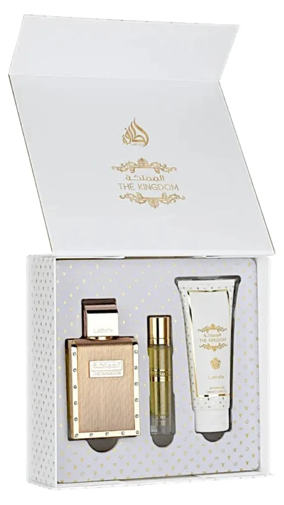 Lattafa The Kingdom Men Eau de Parfum Set, 3 pieces with travel spray